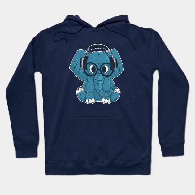 Cute Baby Elephant Listening to Music Hoodie by SLAG_Creative